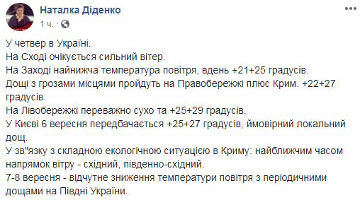 Сильный ветер и дожди: синоптик дала неутешительный прогноз на 6 сентября