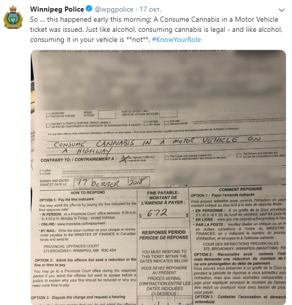 Жителю Канады выписали штраф за неправильное курение каннабиса