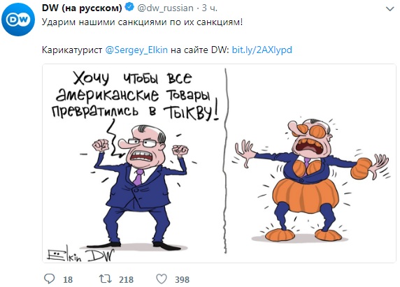 Відомий карикатурист висміяв санкційні погрози Росії на адресу США