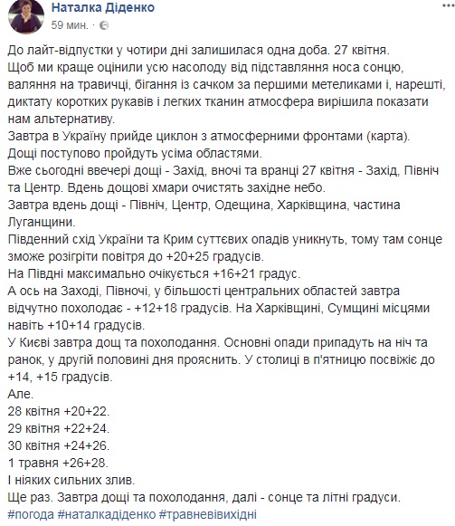 &quot;Дожди уйдут&quot;: синоптик дала украинцам прогноз на майские
