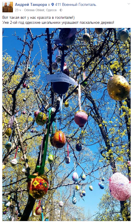 В одеському військовому госпіталі з'явилися оригінальні великодні дерева