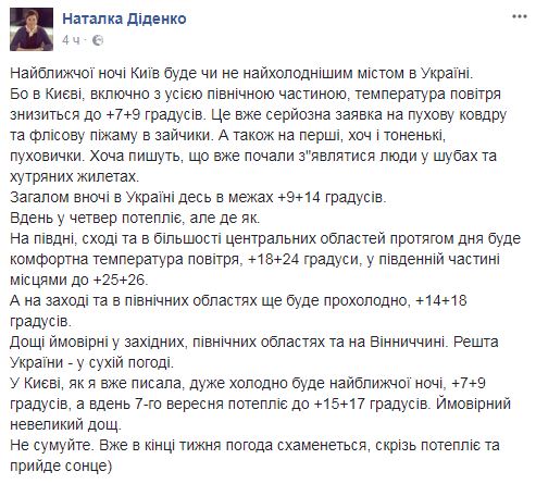 Синоптик дала прогноз погоды на 7 сентября