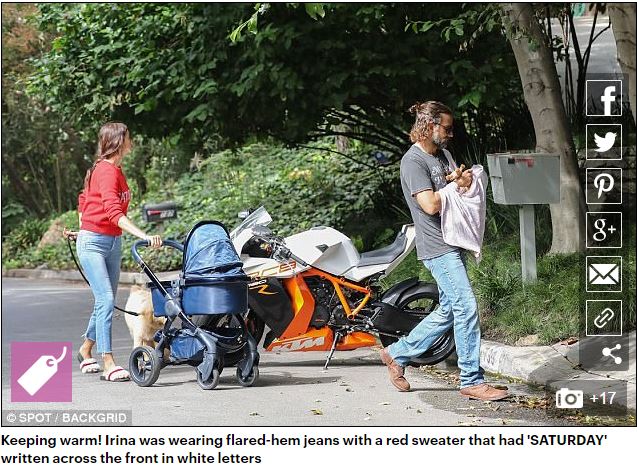 Бредлі Купера та Ірину Шейк спіймали на прогулянці з новонародженою