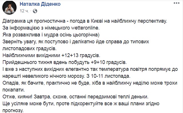 &quot;Последние теплые деньки&quot;: синоптик рассказала о погоде на выходные в Киеве