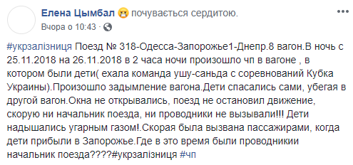 Дети надышались угарным газом в поезде Херсон-Запорожье: подробности