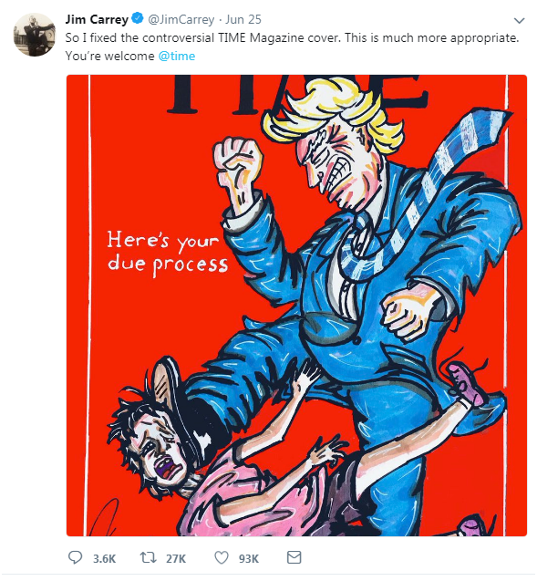"Так лучше": Джим Керри исправил скандальную обложку Time с Дональдом Трампом