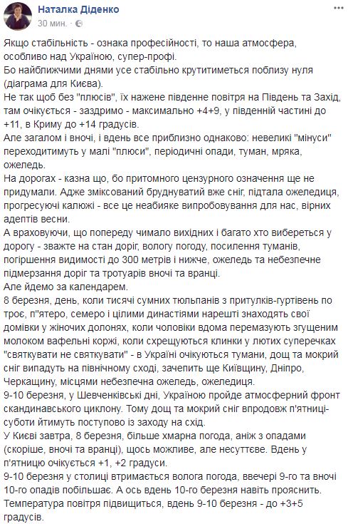 "Верным адептам весны": синоптик дала прогноз на 8 марта