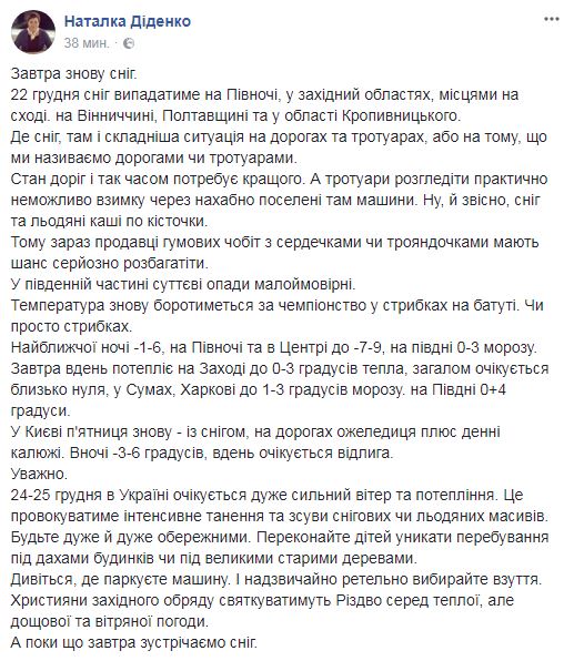 "Льодяні каші по кісточки": синоптик попередила про снігову негоду та відлигу