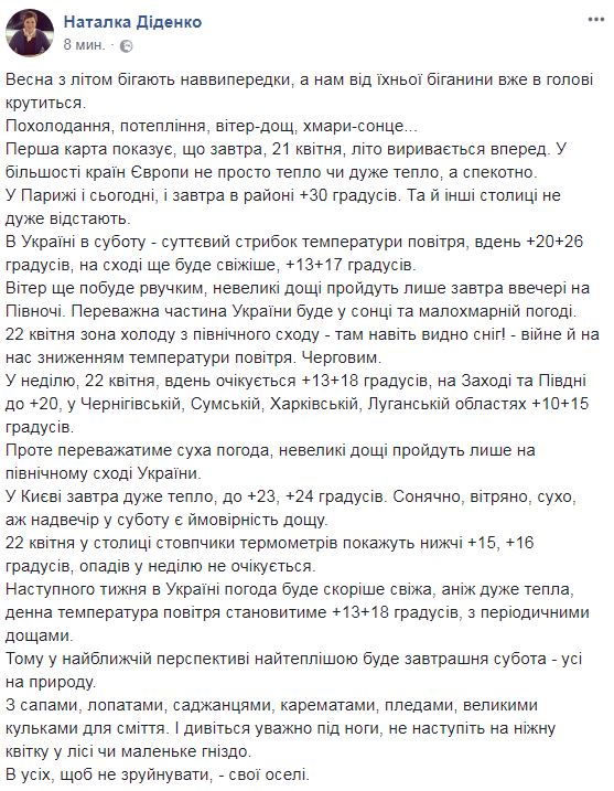 "Вітер-дощ, хмари-сонце": синоптик дала прогноз на вихідні