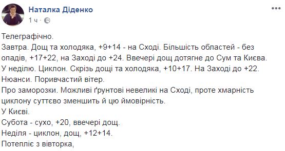 "Дождь и холодяка": синоптик дала прогноз на выходные