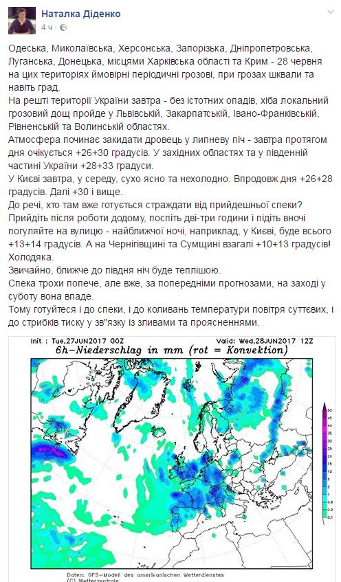 Синоптик дала прогноз погоды на День Конституции Украины