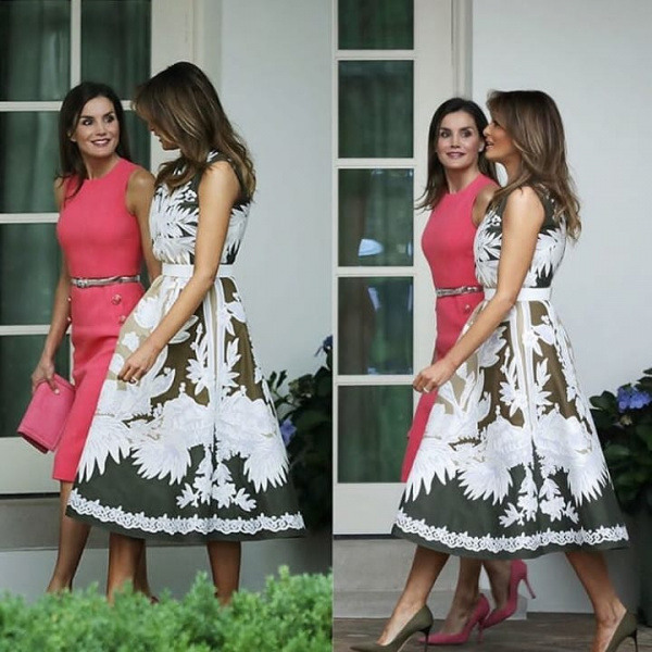 Мелания Трамп поразила роскошным платьем на встрече с королем и королевой Испании