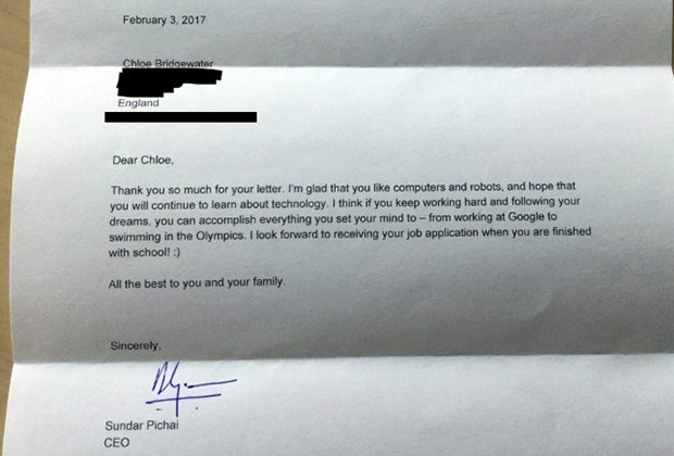 Семирічна дівчинка відправила резюме в Google та отримала відповідь від директора