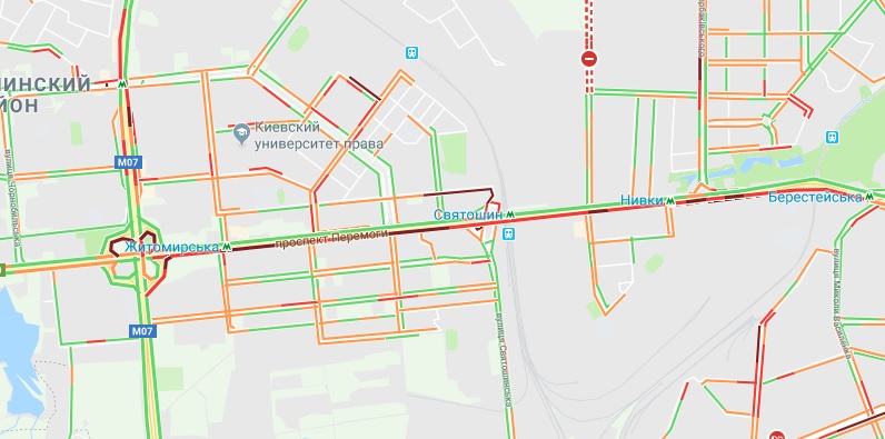 Киев парализовали пробки: где затруднено движение (карта)