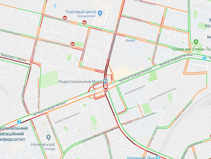 Киев парализовали пробки: где затруднено движение (карта)
