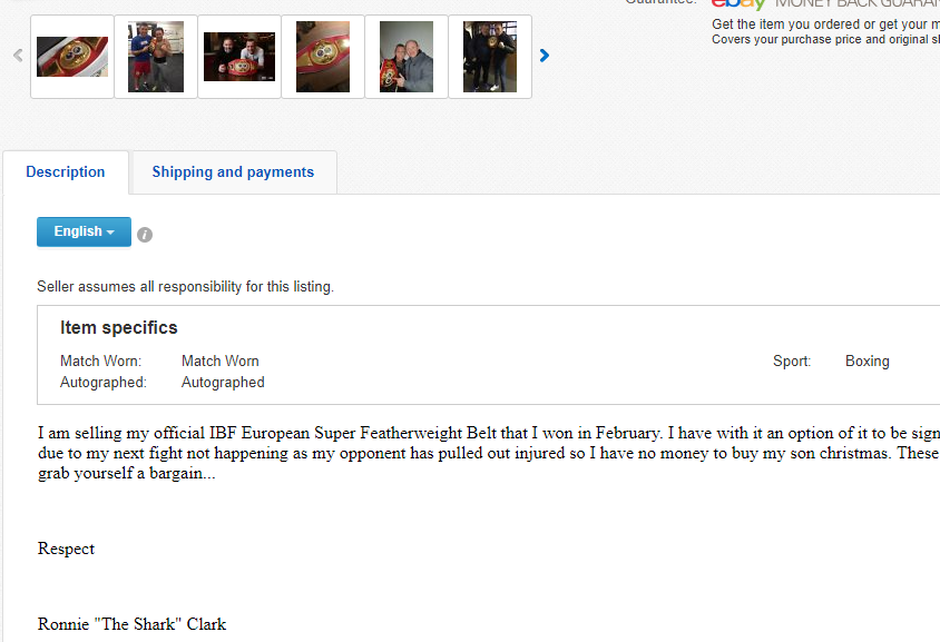 Чемпион мира по боксу решил продать пояс IBF ради подарка сыну на Рождество