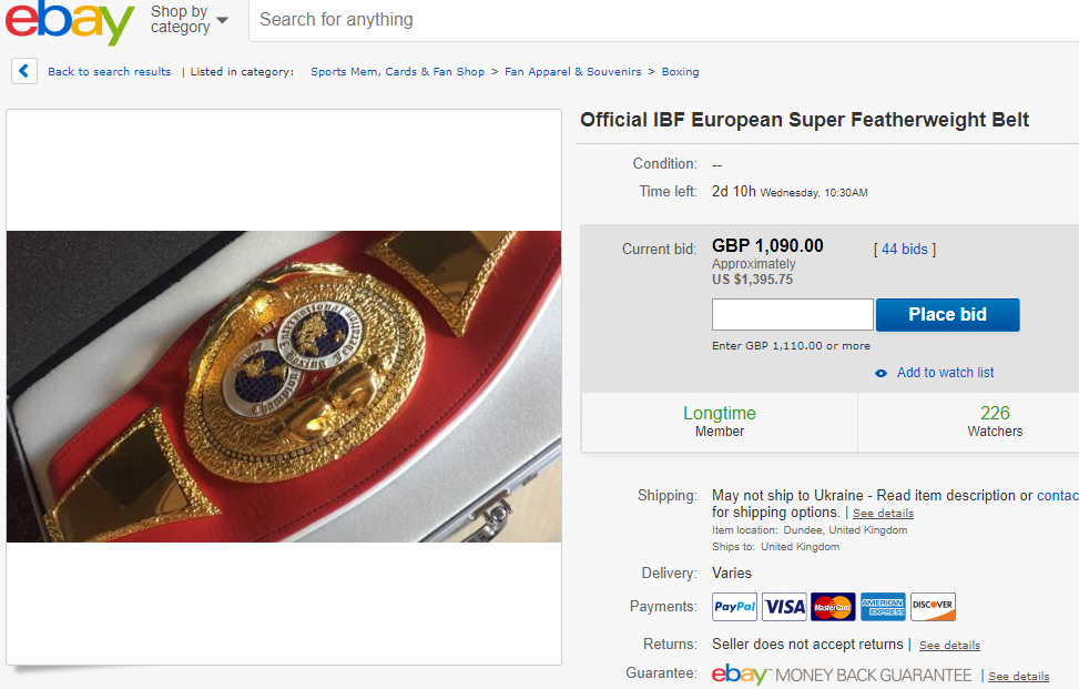 Чемпион мира по боксу решил продать пояс IBF ради подарка сыну на Рождество