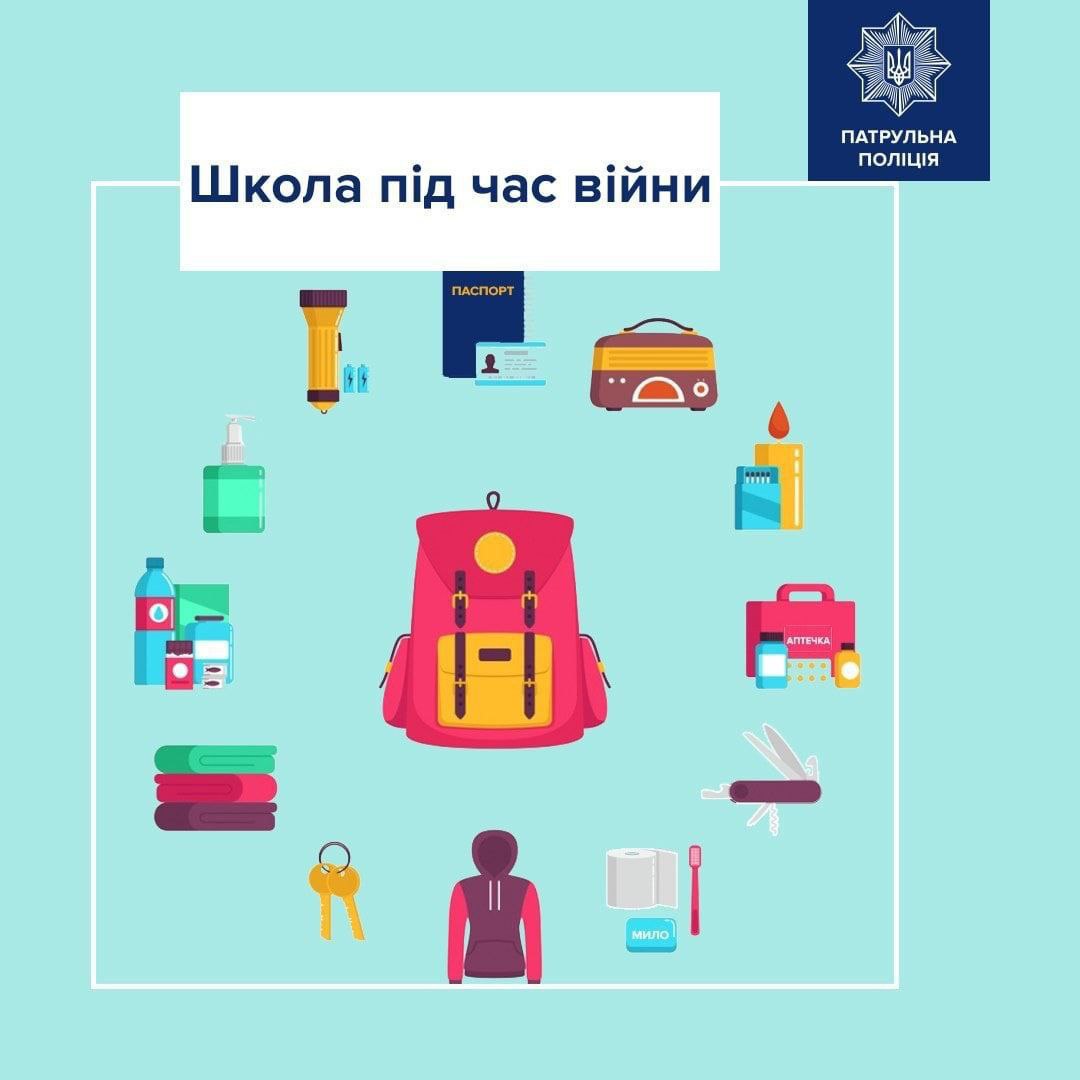 Що повинно бути в рюкзаку школяра на випадок евакуації: повний список