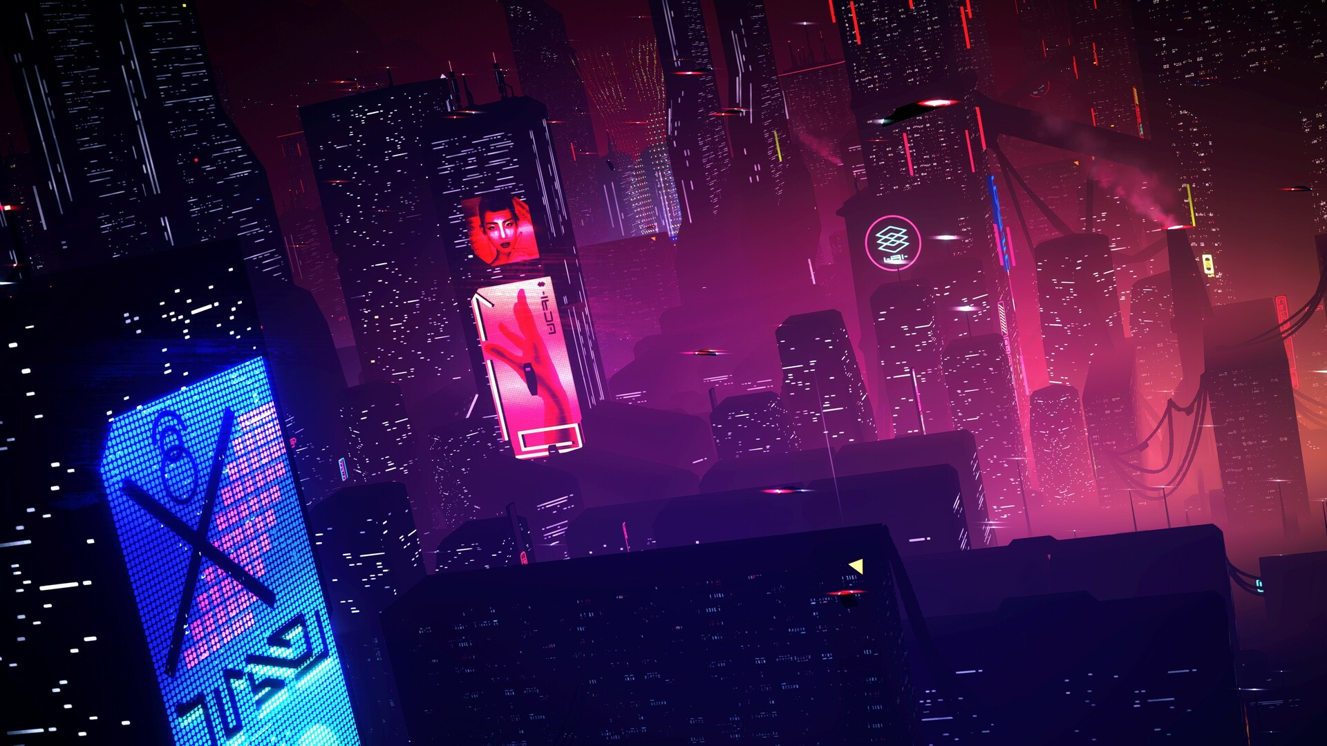 Неоновий мегаполіс у Dystopika 