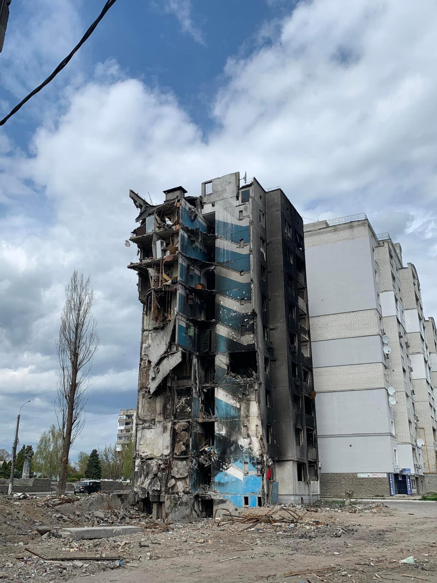 У Бородянці врятували кота, який опинився на 7 поверсі зруйнованого будинку