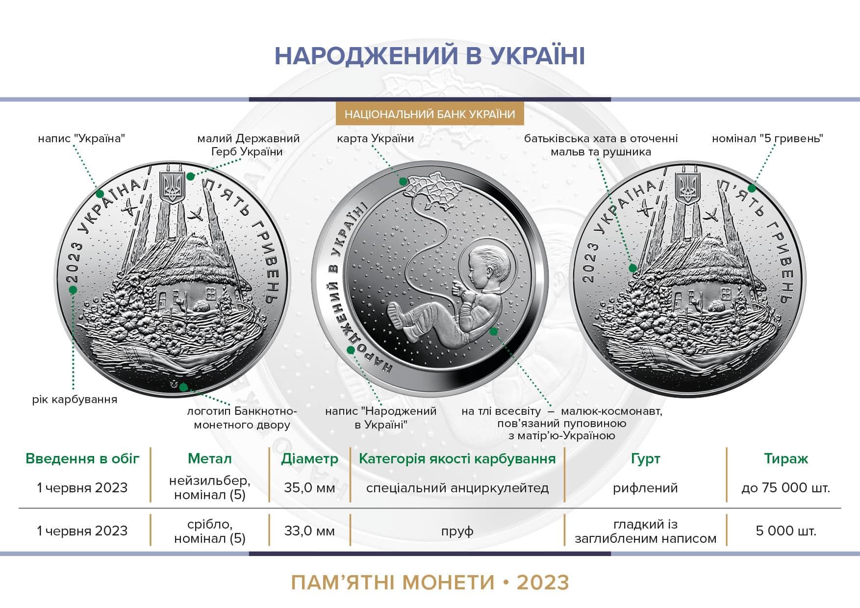 Нацбанк випустив нову монету "Народжений в Україні": як вона виглядає