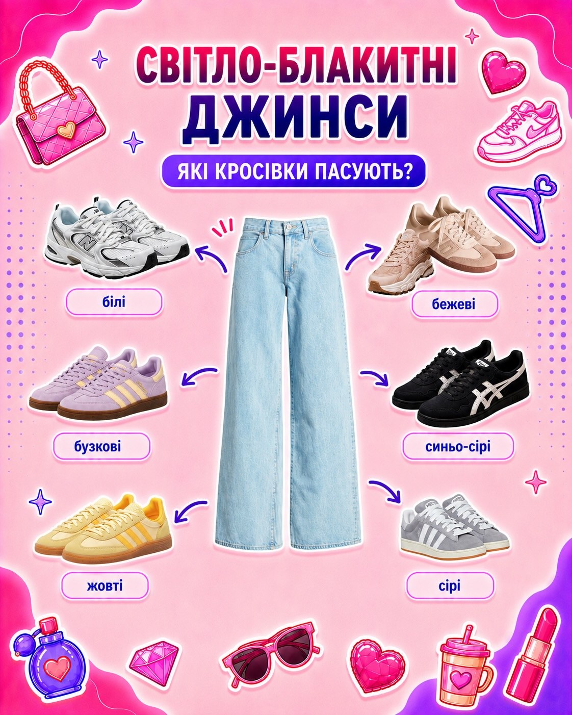 Не лише білі: стилістка показала, які кросівки носити з різними джинсами