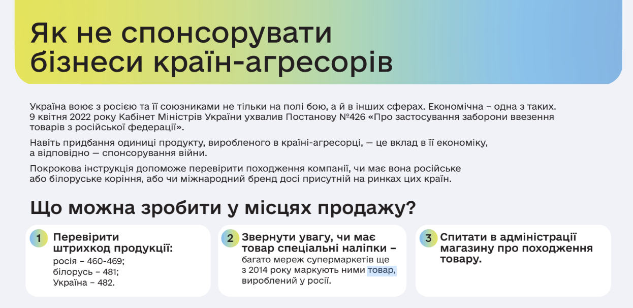Не спонсируйте терроризм: как выяснить, что на полках магазинов товары из РФ и Беларуси