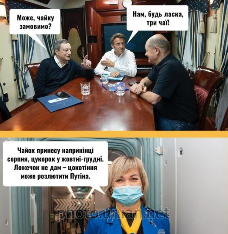 Капітулював кілька разів: мережа вибухнула мемами про візит Шольца, Макрона і Драгі до Києва