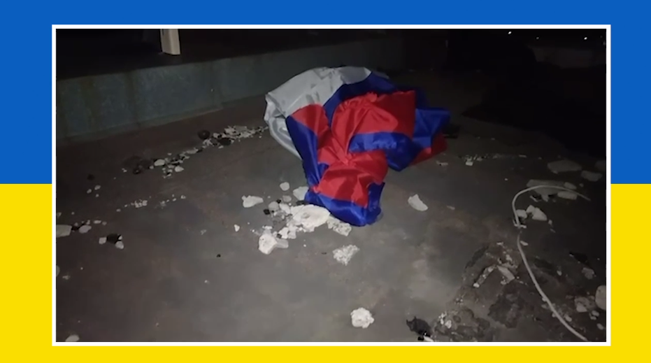 В День Независимости над оккупированными городами активисты подняли украинский флаг (видео)