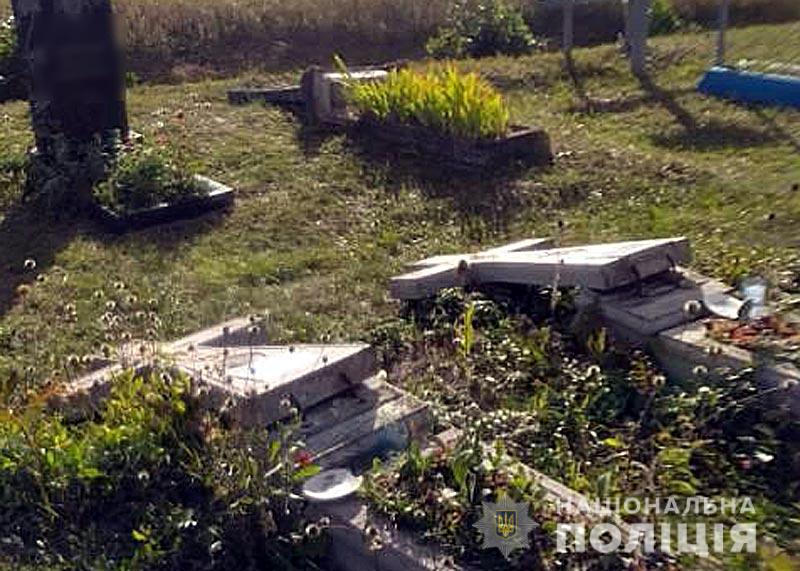 Під Полтавою діти розгромили кладовище (фото)