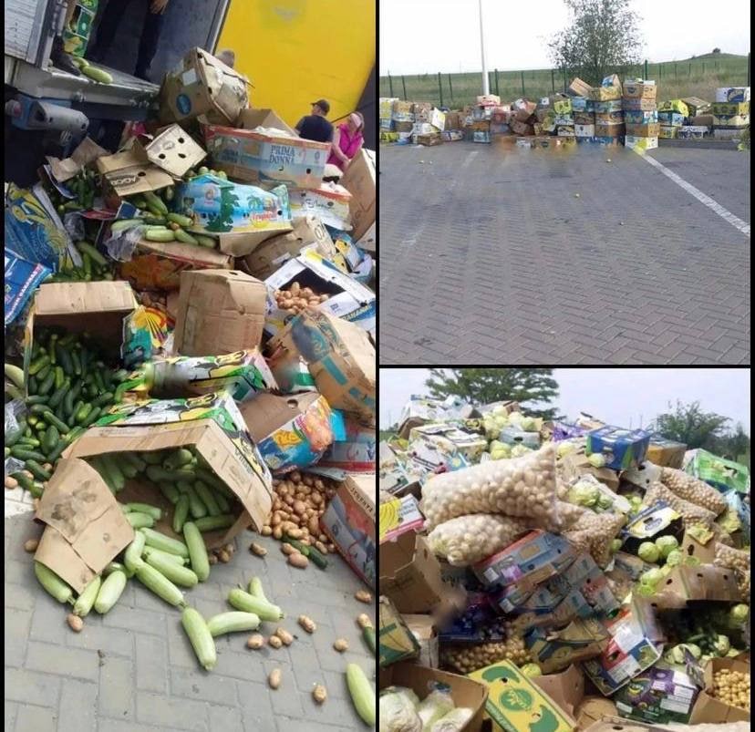 На блокпосту оккупантов в Васильевке появилась гигантская свалка овощей: у фермеров сдали нервы