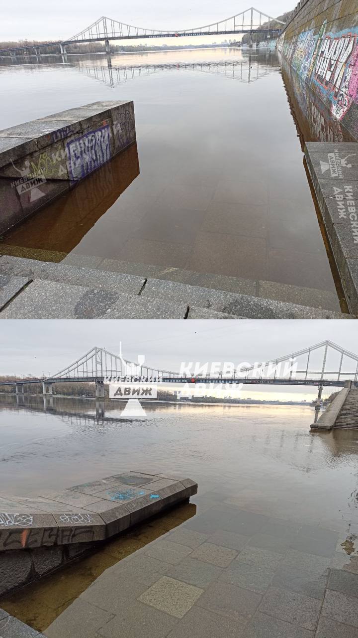 У Києві катастрофічно піднімається вода: Дніпро виходить із берегів (фото)